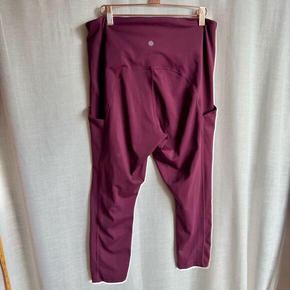 Athleta Ultimate Stash Pocket 7/8 Tights Leggings Deep Burgundy 1X High Rise - Picture 8 of 14